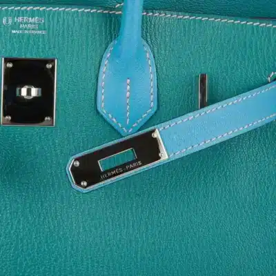 Hermès HSS Birkin 30 Blue Aztec and Paon Chevre Palladium Hardware