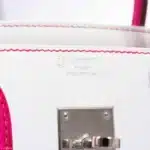 Hermès HSS Birkin 30 White and Fuchsia Chevre Palladium Hardware  replica bags