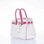 Hermès HSS Birkin 30 White and Fuchsia Chevre Palladium Hardware  replica bags