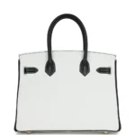 Hermès HSS Birkin 30 White and Black Clemence Brushed Gold Hardware