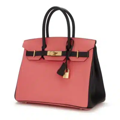 Hermès HSS Birkin 30cm Bi Colour Rose Azalee and Black Epsom Gold Hardware