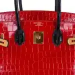 Hermès HSS Birkin 35 Braise And Black Shiny Porosus Crocodile Gold Hardware Affordable designer bag dupes