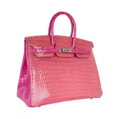 Hermès HSS Birkin 35 Rose Indien And Fuchsia Shiny Porosus Crocodile Palladium Hardware Lushentic Grade bags