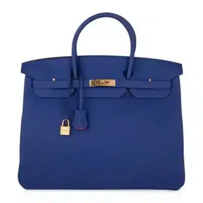 Hermès HSS Birkin 40 Electric Blue and Rose Jaipur Clemence Brushed Gold Hardware