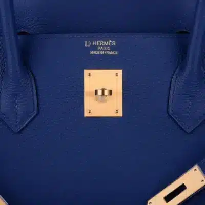 Hermès HSS Birkin 40 Electric Blue and Rose Jaipur Clemence Brushed Gold Hardware