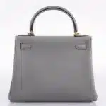 Hermès HSS Kelly 28 Retourne Gris Mouette & Black Togo Palladium Hardware Replica inspired