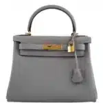 Hermès HSS Kelly 28 Retourne Gris Mouette & Black Togo Palladium Hardware Replica inspired