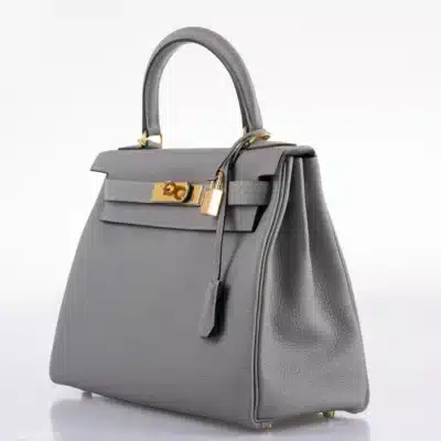 Hermès HSS Kelly 28 Retourne Gris Mouette & Black Togo Palladium Hardware Replica inspired