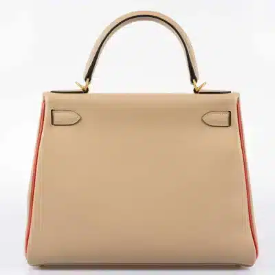 Hermès HSS Kelly 28 Retourne Trench & Rouge Tomate Evercolor Brushed Gold Hardware replica handbags online