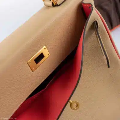 Hermès HSS Kelly 28 Retourne Trench & Rouge Tomate Evercolor Brushed Gold Hardware replica handbags online