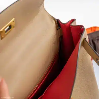 Hermès HSS Kelly 28 Retourne Trench & Rouge Tomate Evercolor Brushed Gold Hardware replica handbags online