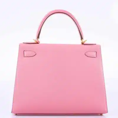 Hermès HSS Kelly 28 Sellier Rose Confetti & Blue Paradis Chevre Brushed Gold Hardware Luxury replica handbag