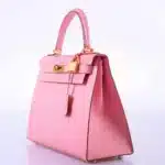 Hermès HSS Kelly 28 Sellier Rose Confetti & Blue Paradis Chevre Brushed Gold Hardware Luxury replica handbag