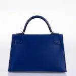 Hermès HSS Mini Kelly 20 II Sellier Blue Electric and Black Interior Epsom Palladium Hardware High-quality Lushentic Grade