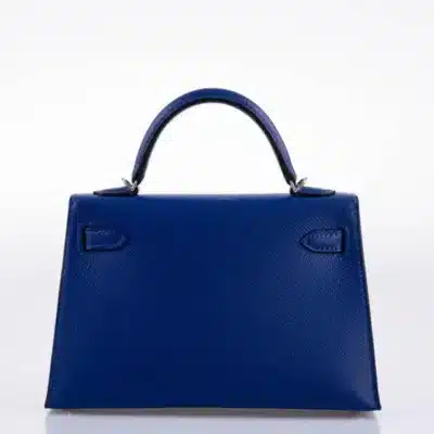 Hermès HSS Mini Kelly 20 II Sellier Blue Electric and Black Interior Epsom Palladium Hardware High-quality Lushentic Grade