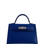 Hermès HSS Mini Kelly 20 II Sellier Blue Electric and Black Interior Epsom Palladium Hardware High-quality Lushentic Grade