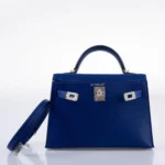 Hermès HSS Mini Kelly 20 II Sellier Blue Electric and Black Interior Epsom Palladium Hardware High-quality Lushentic Grade