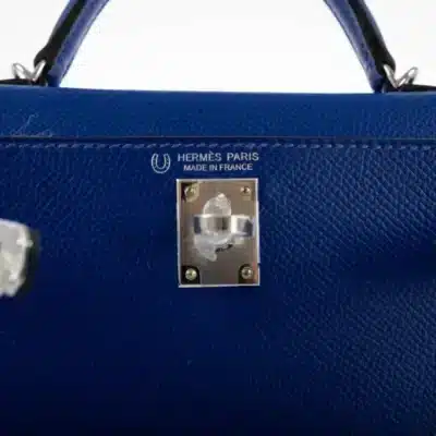 Hermès HSS Mini Kelly 20 II Sellier Blue Electric and Black Interior Epsom Palladium Hardware High-quality Lushentic Grade