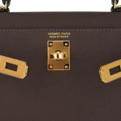 Hermes HSS Mini Kelly 20 Sellier Ecorce Etoupe Black Epsom Gold Logo2