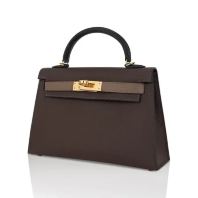 Hermès HSS Mini Kelly 20 Sellier Ecorce/Etoupe/Black Epsom Gold Hardware Lushentic Grade bags