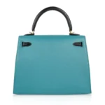 Hermès HSS Rare Collectible Kelly 25 Sellier Blue Paon And Black Chevre Mysore Gold Hardware Lushentic replica handbags