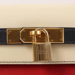 Hermès HSS Vintage 1994 Kelly 32 Sellier Rouge Vif/Parchemin/Bleu Marine Box Calf Gold Hardware Lushentic replica handbags