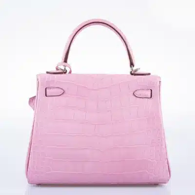 Hermès Kelly 25 Retourne 5P Bubblegum Pink Matte Alligator Mississippiensis Palladium Hardware handbag dupes