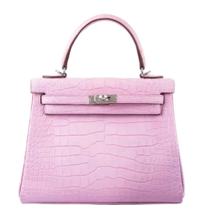 Hermès Kelly 25 Retourne 5P Bubblegum Pink Matte Alligator Mississippiensis Palladium Hardware handbag dupes