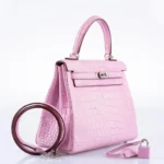 Hermès Kelly 25 Retourne 5P Bubblegum Pink Matte Alligator Mississippiensis Palladium Hardware handbag dupes