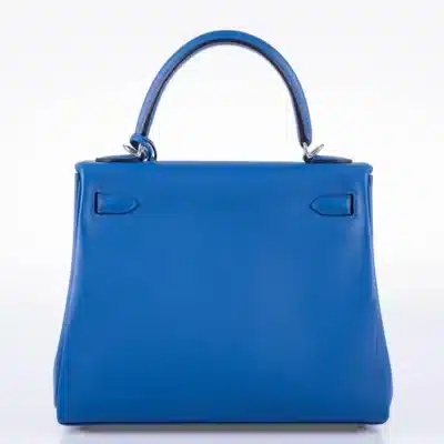 Hermès Kelly 25 Retourne Bleu France Swift Palladium Hardware Affordable