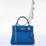 Hermès Kelly 25 Retourne Bleu France Swift Palladium Hardware Affordable