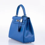 Hermès Kelly 25 Retourne Bleu France Swift Palladium Hardware Affordable