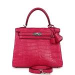 Hermès Kelly 25 Retourne Framboise Matte Alligator Mississippiensis Palladium Hardware Lushentic bags