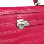 Hermès Kelly 25 Retourne Framboise Matte Alligator Mississippiensis Palladium Hardware Lushentic bags