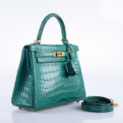 Hermès Kelly 25 Retourne Malachite Matte Alligator Mississippiensis Gold Hardware handbag dupes