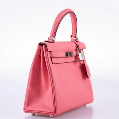 Hermès Kelly 25 Retourne Rose D'ete Swift Palladium Hardware dupes bag