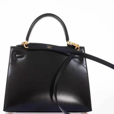 Hermès Kelly 25 Sellier Black Box Gold Hardware Lushentic Grade bags