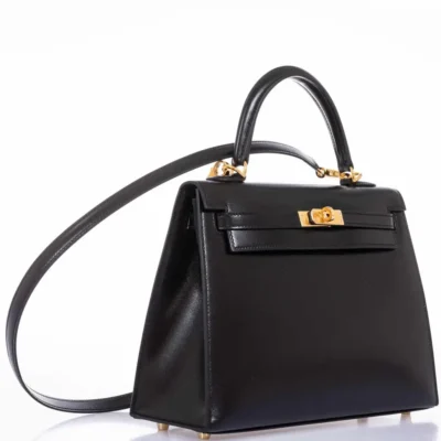 Hermès Kelly 25 Sellier Black Box Gold Hardware Lushentic Grade bags