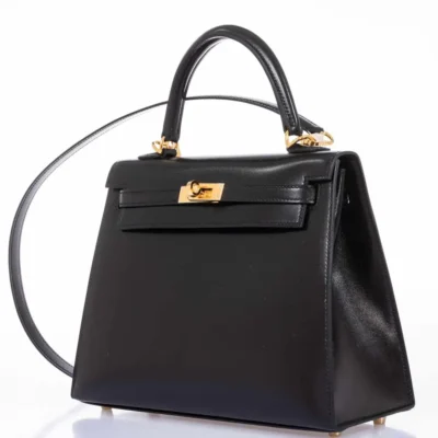 Hermès Kelly 25 Sellier Black Box Gold Hardware Lushentic Grade bags