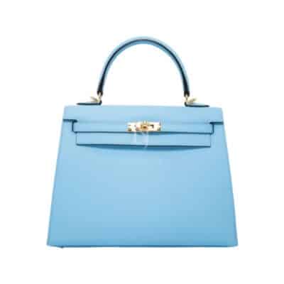 Hermès Kelly 25 Sellier Bleu Celeste Epsom Gold Hardware Lushentic Bags