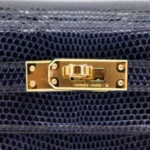 Hermès Kelly 25 Sellier Bleu Indigo Shiny Niloticus Lizard Gold Hardware Fake luxury bags for sale