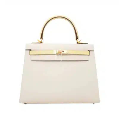 Hermès Kelly 25 Sellier Craie Epsom Brushed Gold Hardware Quality Rep