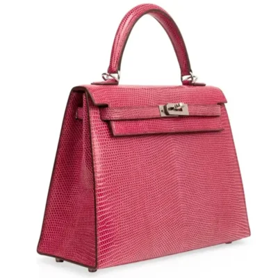 Hermès Kelly 25 Sellier Fuchsia Lizard Palladium Hardware Affordable designer bag dupes