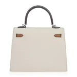 Hermès Kelly 25 Sellier Nata/Chai/Gris Meyer Epsom Palladium Hardware Handmade replica bags