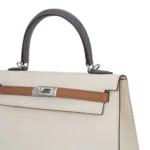 Hermès Kelly 25 Sellier Nata/Chai/Gris Meyer Epsom Palladium Hardware Handmade replica bags