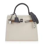 Hermès Kelly 25 Sellier Nata/Chai/Gris Meyer Epsom Palladium Hardware Handmade replica bags