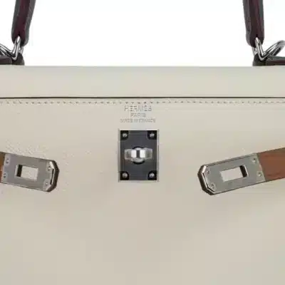 Hermès Kelly 25 Sellier Nata/Chai/Gris Meyer Epsom Palladium Hardware Handmade replica bags