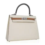 Hermès Kelly 25 Sellier Nata/Chai/Gris Meyer Epsom Palladium Hardware Handmade replica bags