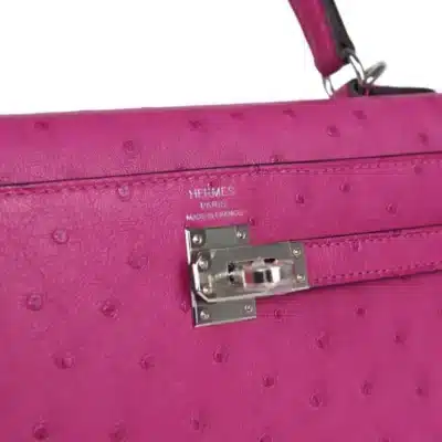 Hermès Kelly 25 Sellier Rose Pourpre Ostrich Palladium Hardware Lushentic Grade bags