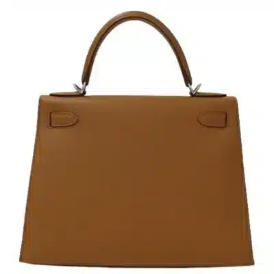 Hermès HSS Kelly 28 Brown Box Calfskin Palladium Hardware Handmade replica bags